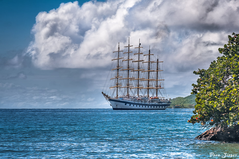 Sailing ship at anchor