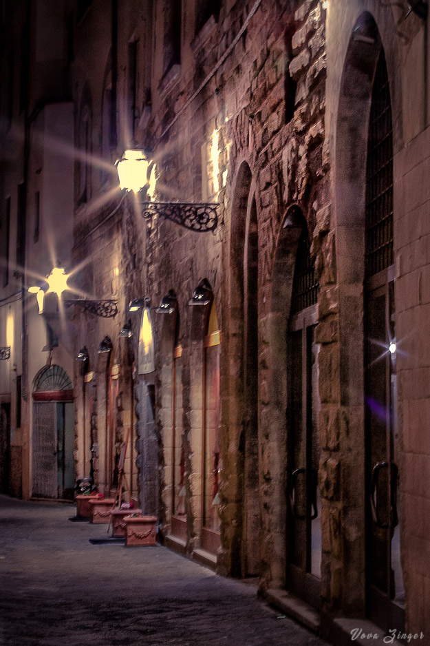 Walking at night in Florence, Italy