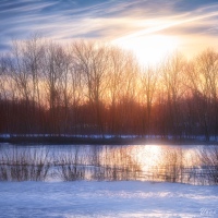 Peaceful river sunset